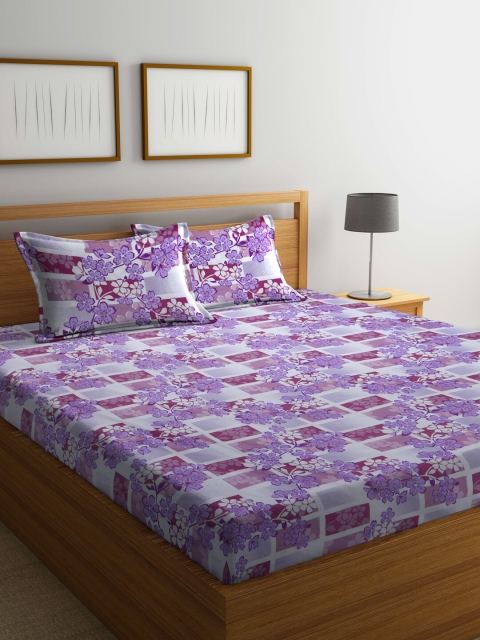 

BOMBAY DYEING White & Purple 120 TC King Bedsheet with 2 Pillow Covers