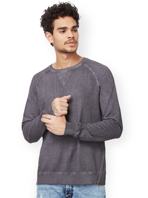 

Breakbounce Men Grey Solid Sweatshirt