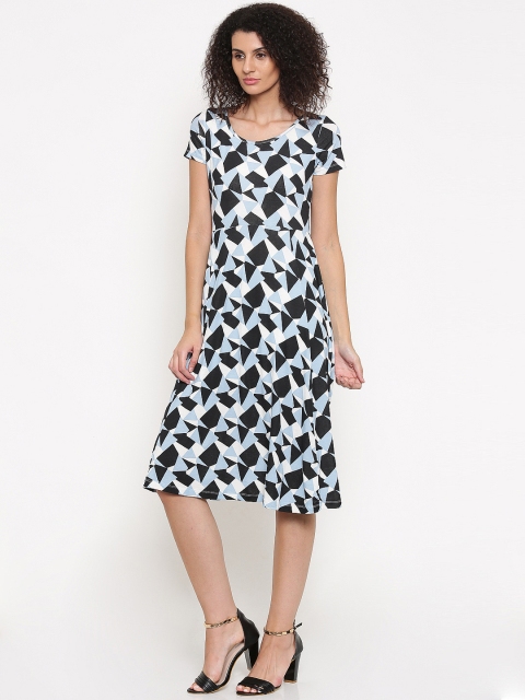 

CODE by Lifestyle Women Blue & Black Printed A-Line Dress