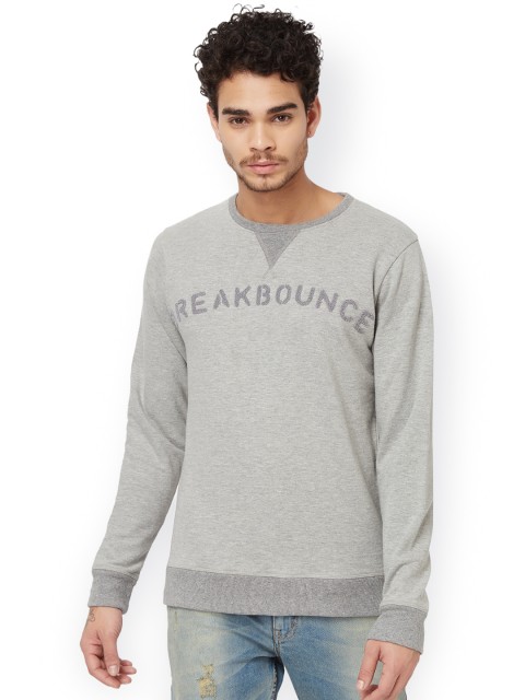 

Breakbounce Men Grey Melange Sweatshirt