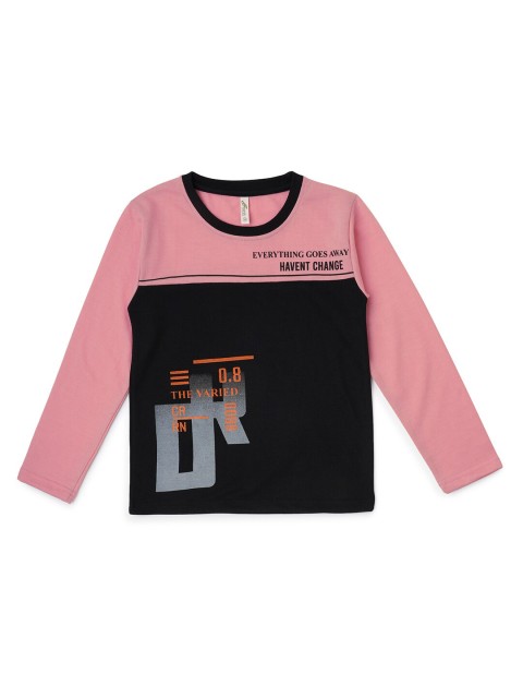 

earth conscious Boys Pink & Black Typography Printed T-shirt