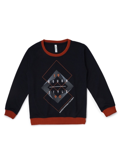 

earth conscious Boys Navy Blue Typography Printed T-shirt