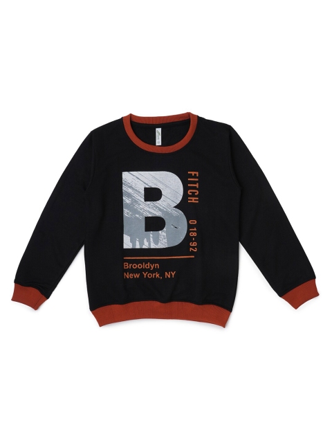 

earth conscious Boys Black Typography Printed T-shirt