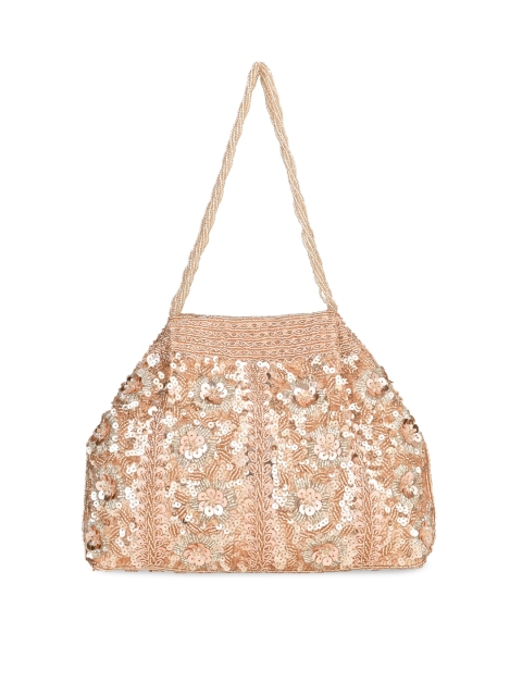 

Rocia Rose Gold Embellished Oversized Structured Shoulder Bag