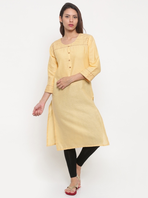 

Soch Women Yellow Solid Straight Kurta