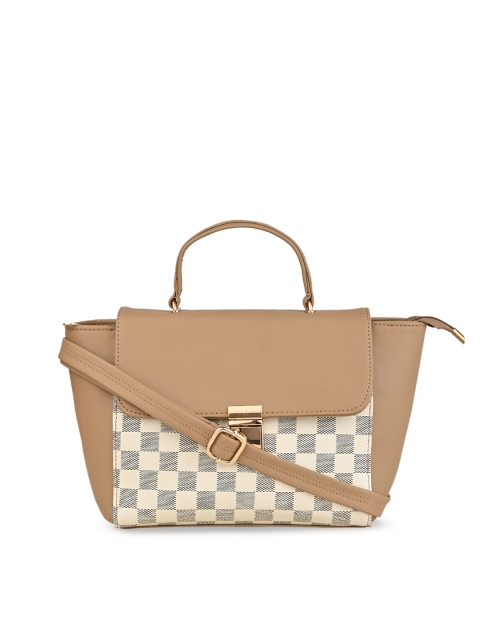 

Rocia Beige Geometric Printed PU Swagger Satchel