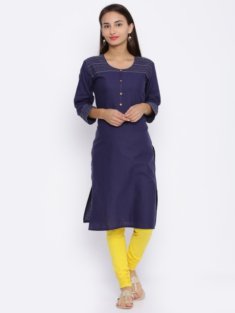 

Soch Women Navy Blue Yoke Design A-Line Kurta