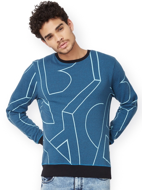 

Breakbounce Men Blue Printed Sweatshirt