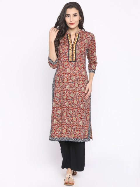 

Soch Women Maroon & Blue Printed A-Line Kurta