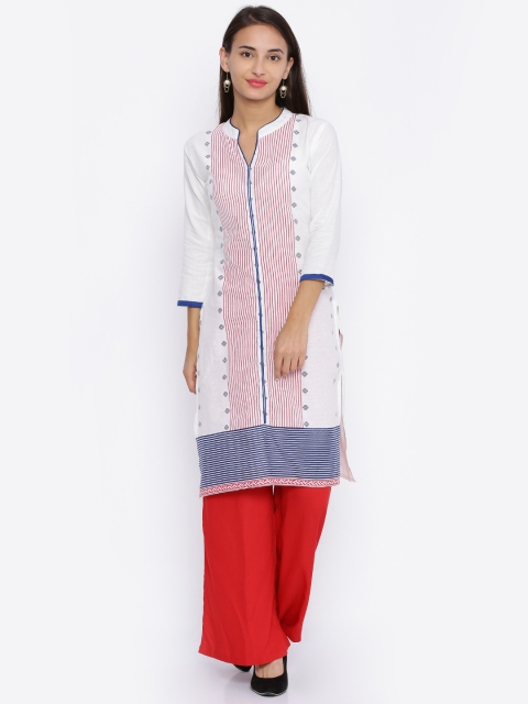 

Soch Women White Printed Straight Kurta