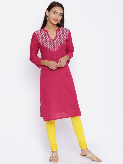 

Soch Women Magenta Embroidered Straight Kurta