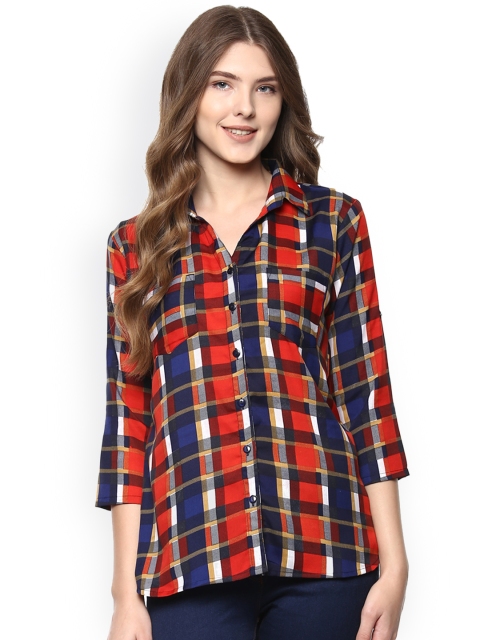 

Hapuka Women Red & Blue Checked Casual Shirt