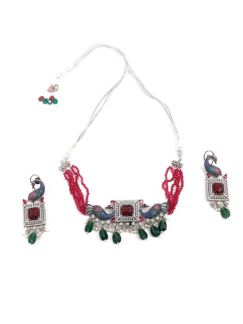 

ODETTE Red & Green Jewellery Set
