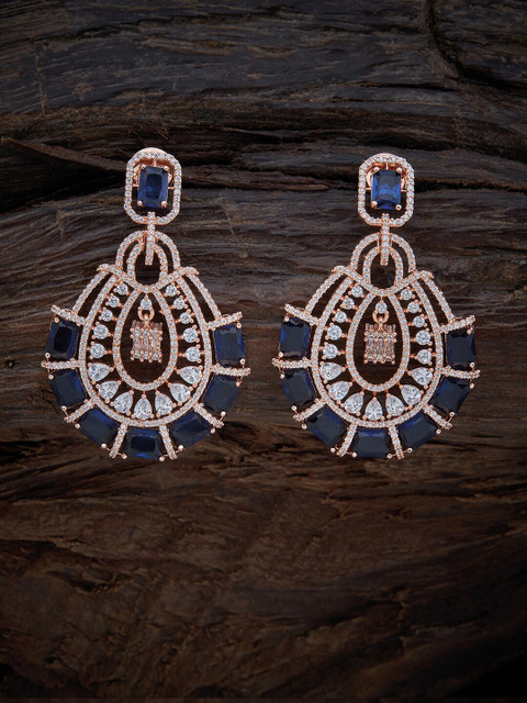 

Kushal's Fashion Jewellery Rose Gold-Plated Blue Contemporary Drop Earrings