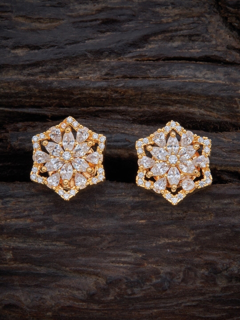 

Kushal's Fashion Jewellery Women Gold Plated White Contemporary Studs Earrings