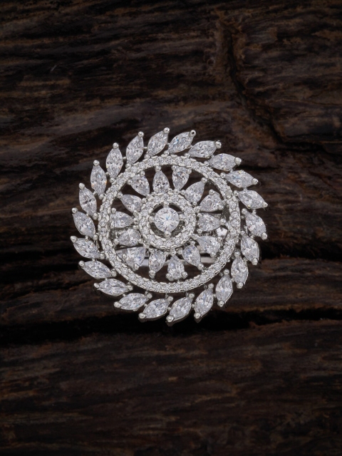 

Kushal's Fashion Jewellery Rhodium-Plated White CZ-Studded Finger Ring