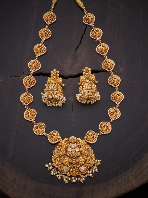 

Kushal's Fashion Jewellery Gold-Plated White & Pink Stone-Beaded Jewellery Set