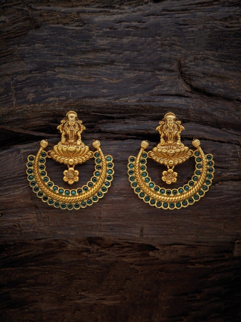 

Kushal's Fashion Jewellery Gold-Toned & Green Antique Drop Earrings