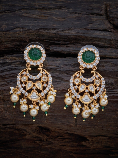 

Kushal's Fashion Jewellery Women Gold-Toned & White Contemporary Drop Earrings