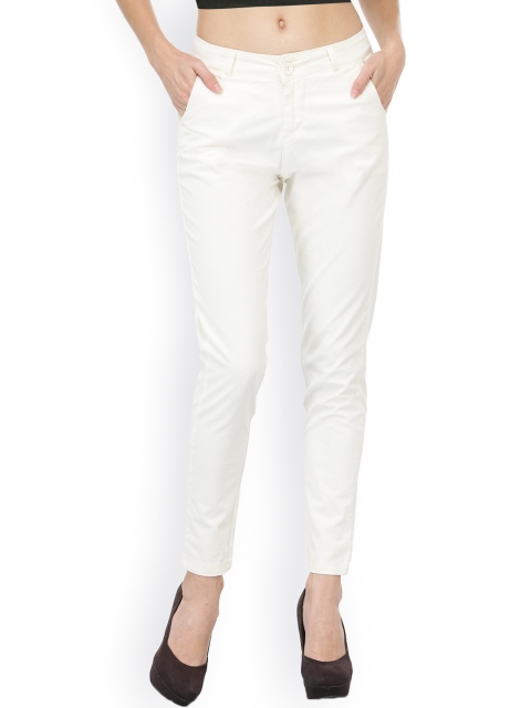 

Xpose Women Off-White Solid Trousers