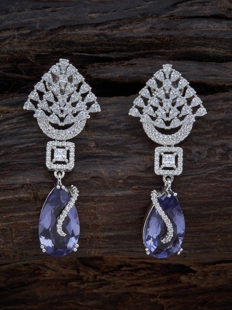 

Kushal's Fashion Jewellery Rhodium-Plated Blue Contemporary Studs Earrings