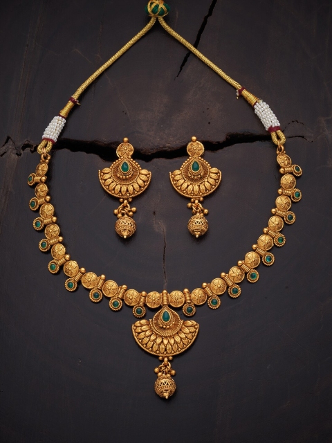 

Kushal's Fashion Jewellery Golden Toned & Green Jewellery Set, Gold