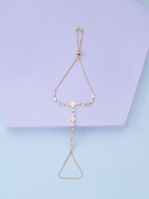 

Kushal's Fashion Jewellery Women Gold-Plated & White Cubic Zirconia Ring Bracelet