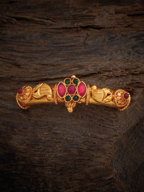 

Kushal's Fashion Jewellery 92.5 Pure Silver Gold-Toned & Red Stone Studded Pendant