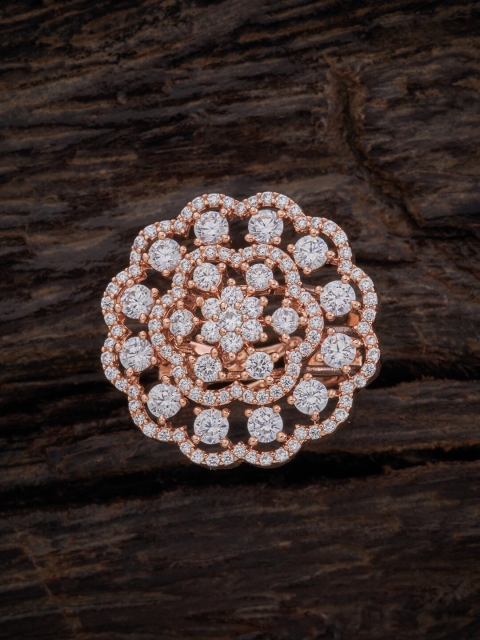 

Kushal's Fashion Jewellery Rose Gold-Plated & White CZ Studded Finger Ring