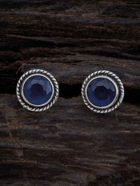 

Kushal's Fashion Jewellery Women Blue 92.5 Pure Silver Contemporary Studs Earrings