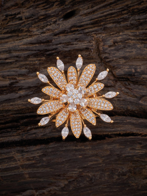 

Kushal's Fashion Jewellery White & Gold-Plated Cubic Zirconia Finger Ring