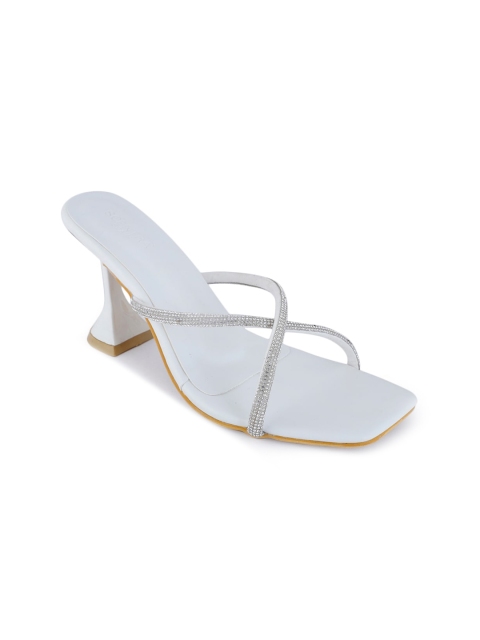 

SCENTRA White Party Embellished Kitten Heels