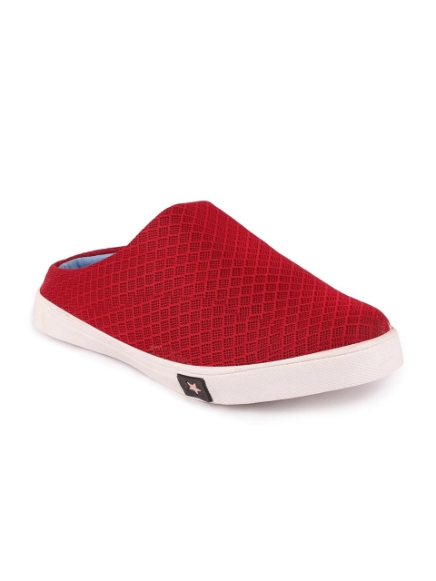 

FAUSTO Men Red Woven Design Lightweight Slip-On Sneakers