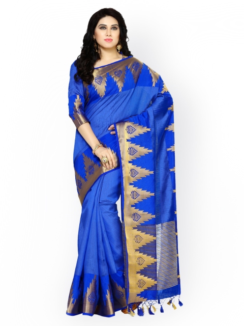 

MIMOSA Blue Art Silk Banarasi Saree