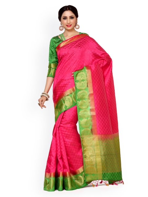 

MIMOSA Pink Art Silk Woven Design Kanjeevaram Saree