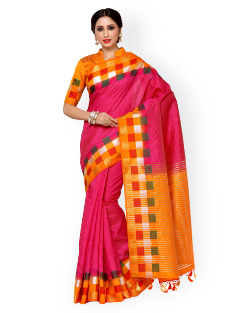 

MIMOSA by Kupinda Pink Tussar Silk Solid Banarasi Saree