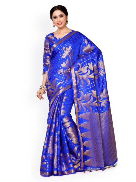 

MIMOSA Blue Art Silk Woven Design Kanjeevaram Saree