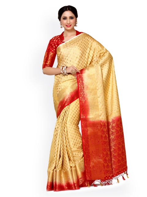 

MIMOSA Beige Art Silk Woven Design Kanjeevaram Saree