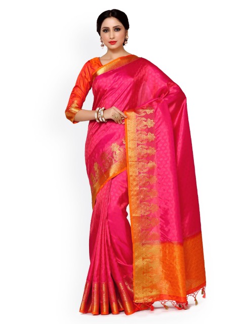 

MIMOSA Pink Art Silk Woven Design Kanjeevaram Saree