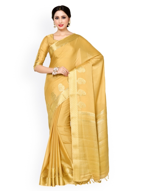 

MIMOSA by Kupinda Beige Poly Chiffon Woven Design Kanjeevaram Saree