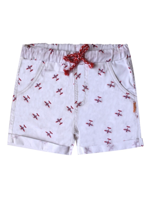 

milou Boys White Conversational Printed Cotton Shorts