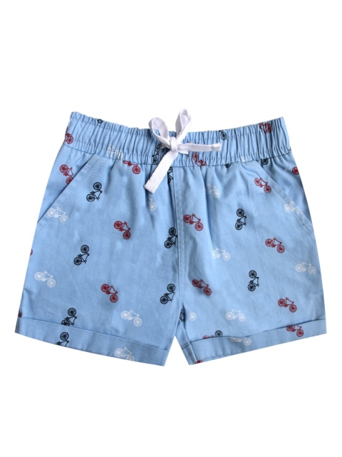

milou Boys Blue Conversational Printed Denim Pure Cotton Shorts