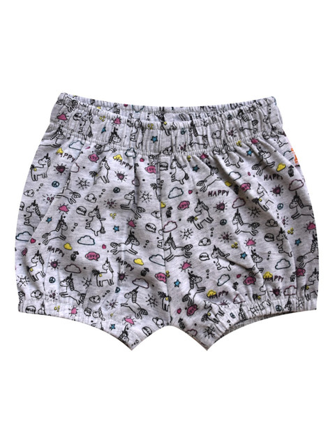 

milou Girls Grey Conversational Printed Pure Cotton Shorts