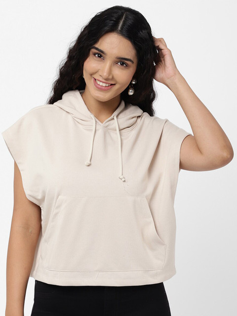 

R&B Women Beige Hooded Sweatshirt