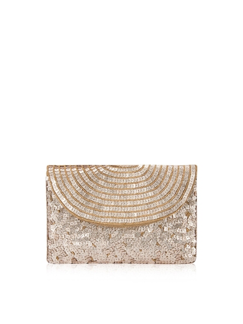 

INAAYA Gold-Toned Embellished Foldover Clutch
