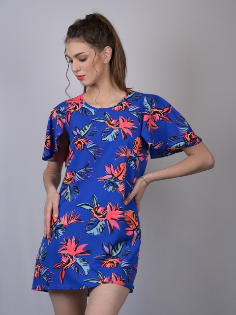 

OWO THE LABEL Blue Floral A-Line Mini Dress