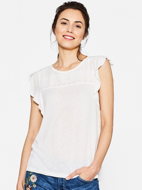 

ESPRIT Women White Solid Top
