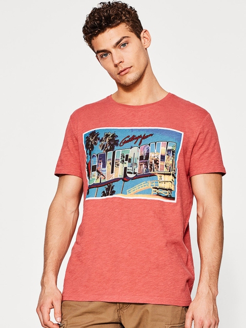 

ESPRIT Men Pink Printed Round Neck T-shirt