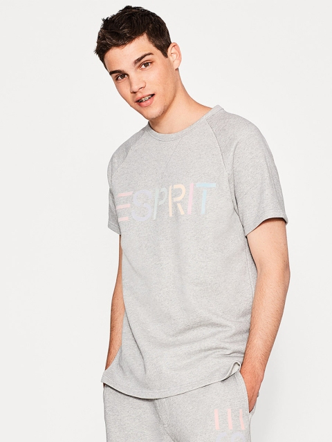 

ESPRIT Heritage Collection Men Grey Melange Printed Round Neck T-shirt