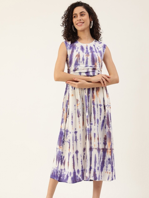 

Maaesa Purple Tie and Dye A-Line Midi Dress